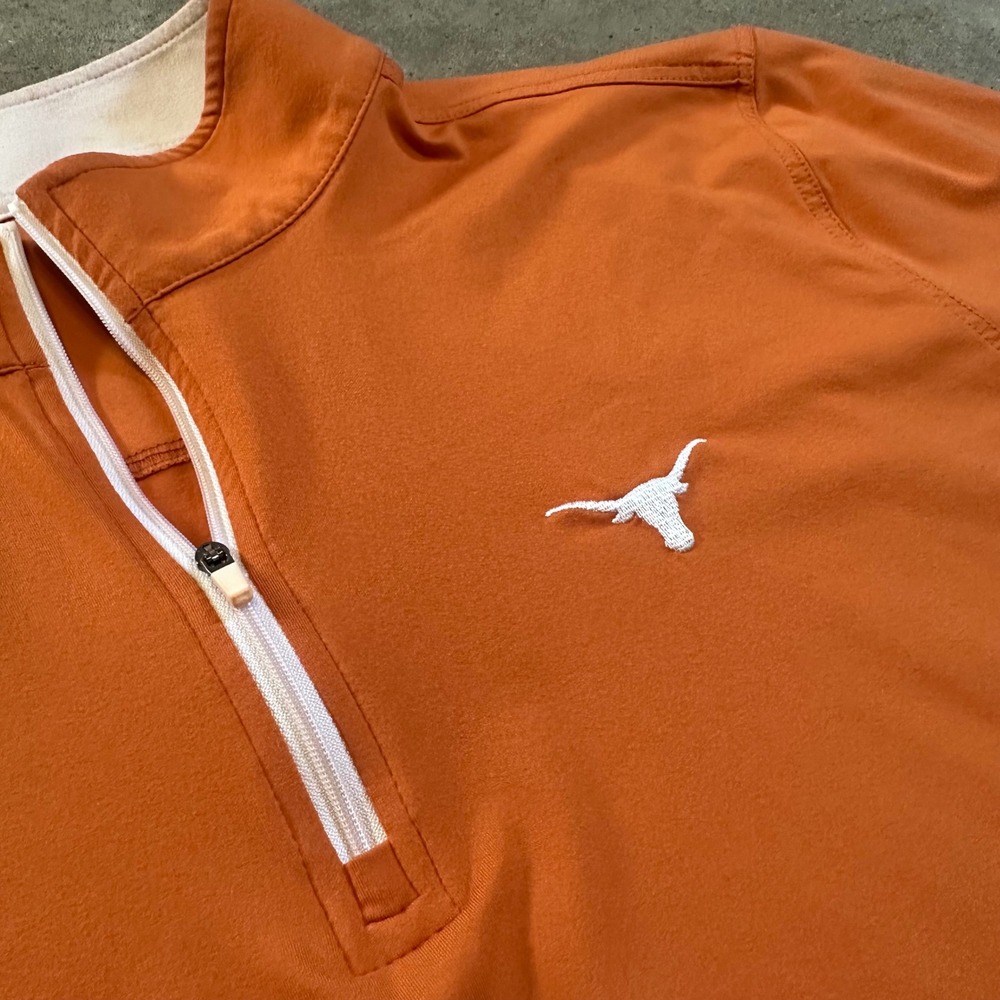 Rhoback 1/4 Zip Pullover Mens Large Orange Texas Longhorns Performance Stretch - Picture 3 of 11